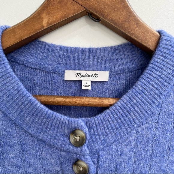 Madewell Heather Sky Blue Bowden Henley Sweater in Coziest Alpaca Yarn Small - Picture 8 of 10